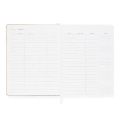 Weekly overview grid with space for each day of the week and timed hourly slots