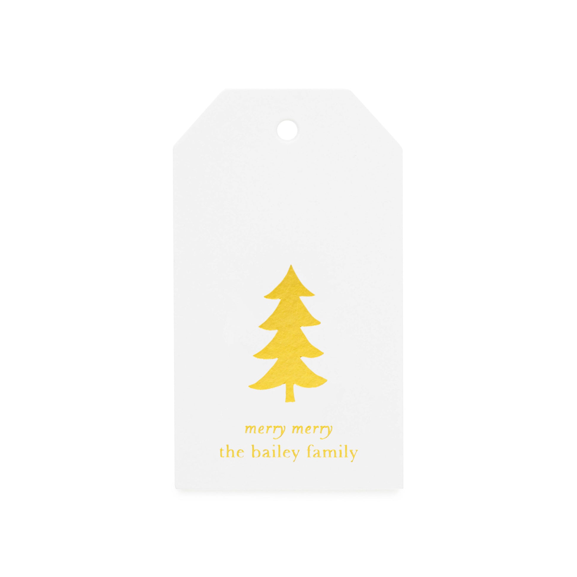 Custom Gift Tag Letterpress Printed in Gold Foil with Family Name