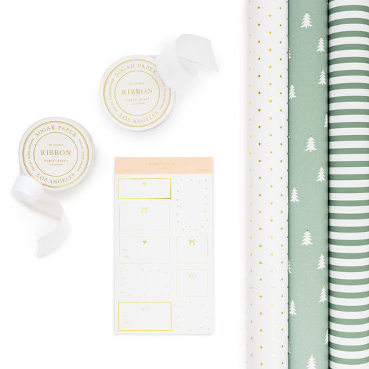 Green Christmas Tree Gift Wrapping Kit