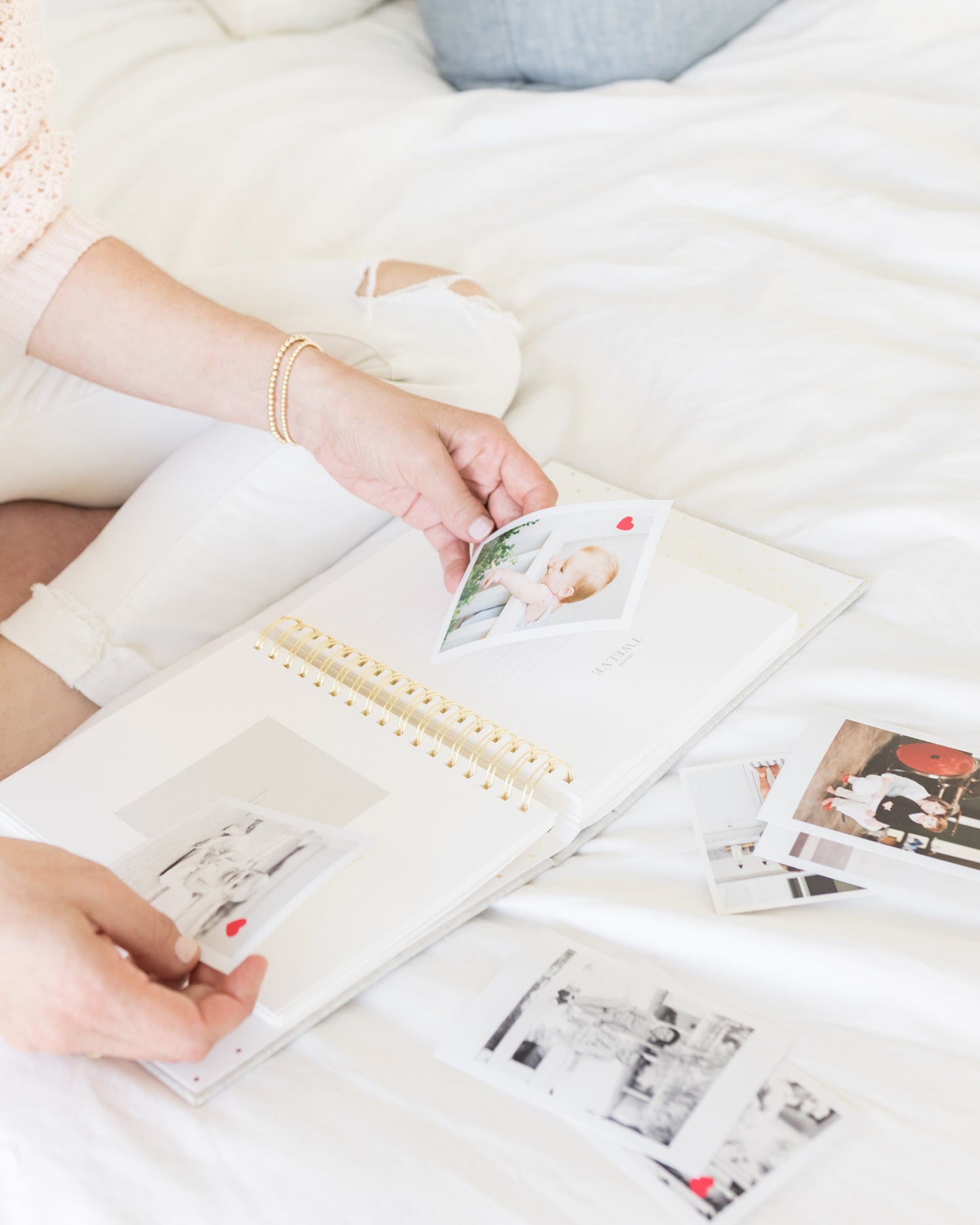 Interior of Baby Book - Assembling book with photos