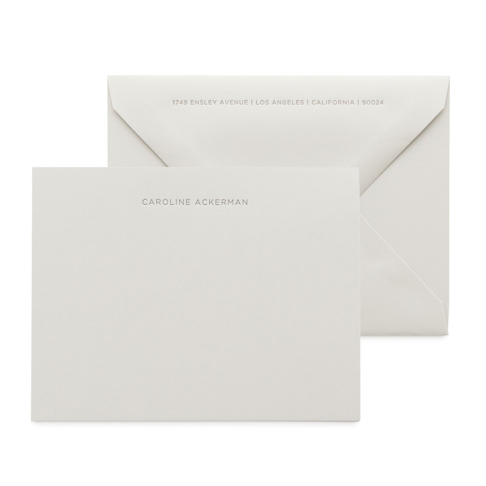 Grey custom stationery with dark grey ink